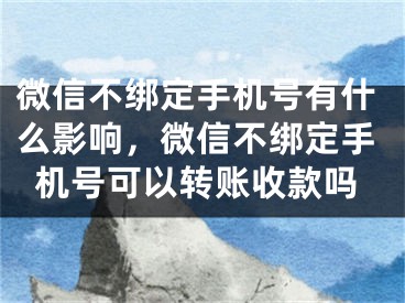 微信不绑定手机号有什么影响，微信不绑定手机号可以转账收款吗