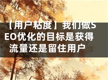 【用户粘度】我们做SEO优化的目标是获得流量还是留住用户  