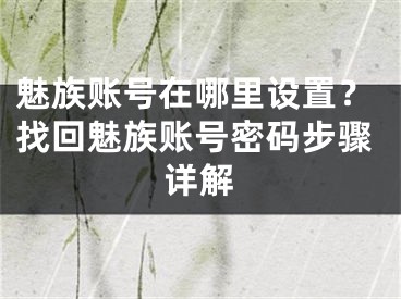 魅族账号在哪里设置？找回魅族账号密码步骤详解