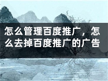怎么管理百度推广，怎么去掉百度推广的广告