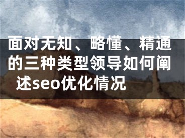 面对无知、略懂、精通的三种类型领导如何阐述seo优化情况  