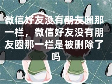 微信好友没有朋友圈那一栏，微信好友没有朋友圈那一栏是被删除了吗