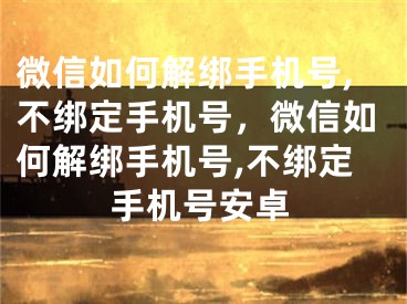 微信如何解绑手机号,不绑定手机号，微信如何解绑手机号,不绑定手机号安卓