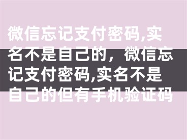 微信忘记支付密码,实名不是自己的，微信忘记支付密码,实名不是自己的但有手机验证码