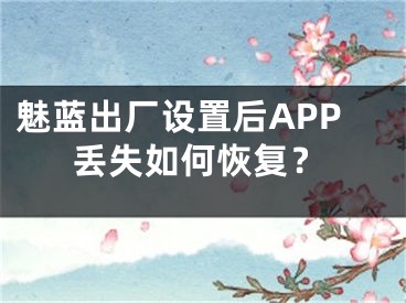 魅蓝出厂设置后APP丢失如何恢复？