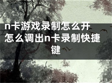 n卡游戏录制怎么开 怎么调出n卡录制快捷键