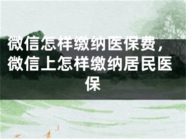 微信怎样缴纳医保费，微信上怎样缴纳居民医保