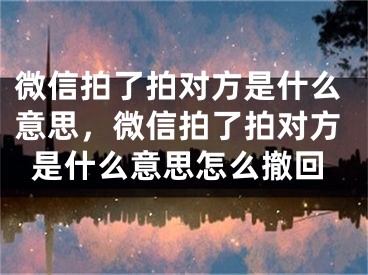 微信拍了拍对方是什么意思，微信拍了拍对方是什么意思怎么撤回