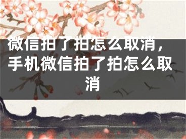 微信拍了拍怎么取消，手机微信拍了拍怎么取消