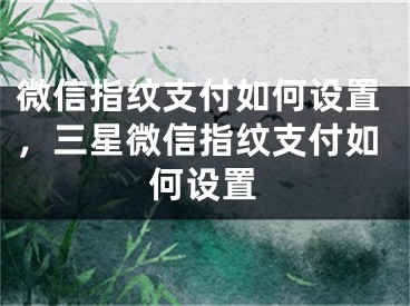 微信指纹支付如何设置，三星微信指纹支付如何设置