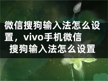 微信搜狗输入法怎么设置，vivo手机微信搜狗输入法怎么设置