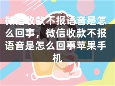 微信收款不报语音是怎么回事，微信收款不报语音是怎么回事苹果手机