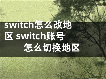 switch怎么改地区 switch账号怎么切换地区