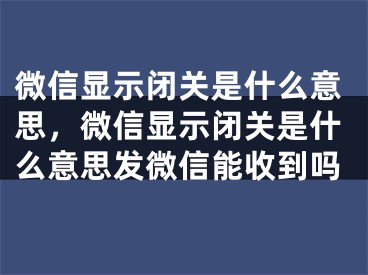 微信显示闭关是什么意思，微信显示闭关是什么意思发微信能收到吗