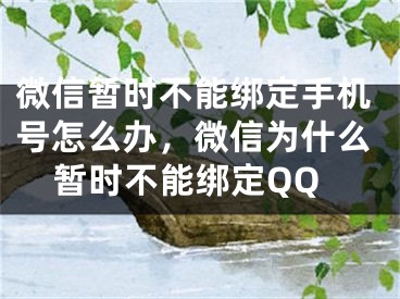 微信暂时不能绑定手机号怎么办，微信为什么暂时不能绑定QQ