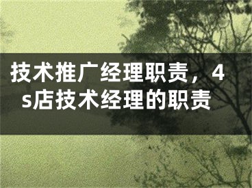 技术推广经理职责，4s店技术经理的职责