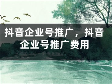 抖音企业号推广，抖音企业号推广费用