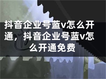 抖音企业号蓝v怎么开通，抖音企业号蓝v怎么开通免费