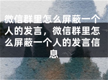 微信群里怎么屏蔽一个人的发言，微信群里怎么屏蔽一个人的发言信息