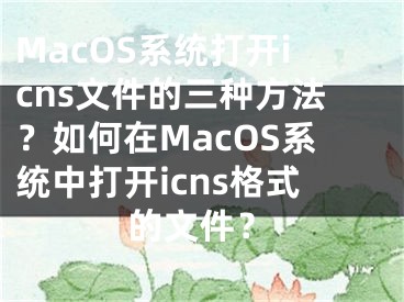 MacOS系统打开icns文件的三种方法？如何在MacOS系统中打开icns格式的文件？