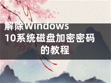 解除Windows 10系统磁盘加密密码的教程
