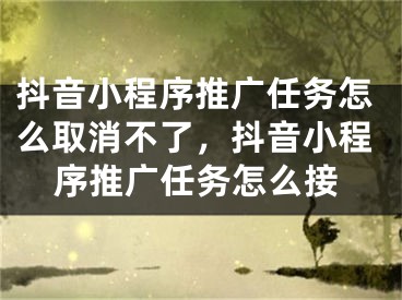 抖音小程序推广任务怎么取消不了，抖音小程序推广任务怎么接