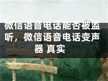 微信语音电话能否被监听，微信语音电话变声器 真实