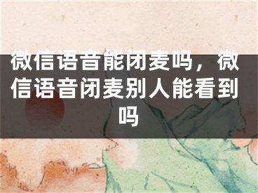 微信语音能闭麦吗，微信语音闭麦别人能看到吗