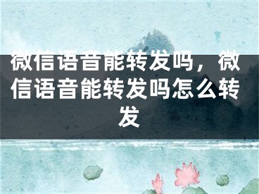 微信语音能转发吗，微信语音能转发吗怎么转发