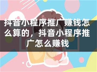 抖音小程序推广赚钱怎么算的，抖音小程序推广怎么赚钱