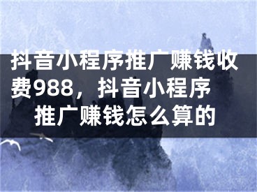 抖音小程序推广赚钱收费988，抖音小程序推广赚钱怎么算的