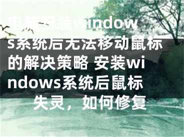 电脑安装windows系统后无法移动鼠标的解决策略 安装windows系统后鼠标失灵，如何修复