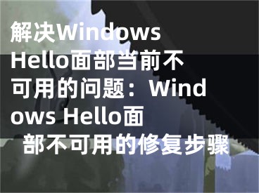 解决Windows Hello面部当前不可用的问题：Windows Hello面部不可用的修复步骤