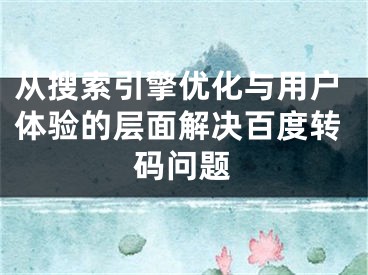 从搜索引擎优化与用户体验的层面解决百度转码问题 