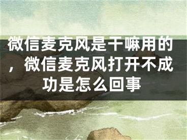 微信麦克风是干嘛用的，微信麦克风打开不成功是怎么回事