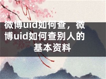 微博uid如何查，微博uid如何查别人的基本资料