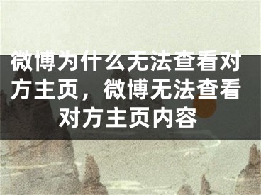 微博为什么无法查看对方主页，微博无法查看对方主页内容