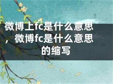 微博上fc是什么意思，微博fc是什么意思的缩写