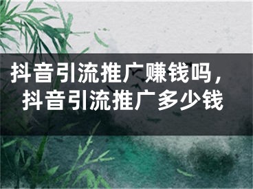 抖音引流推广赚钱吗，抖音引流推广多少钱