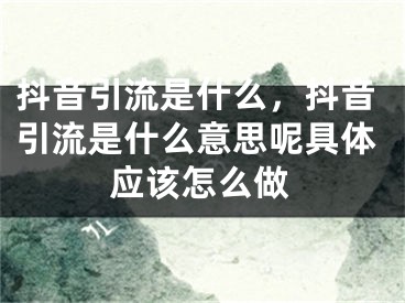 抖音引流是什么，抖音引流是什么意思呢具体应该怎么做