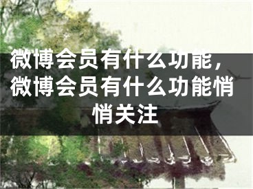 微博会员有什么功能，微博会员有什么功能悄悄关注