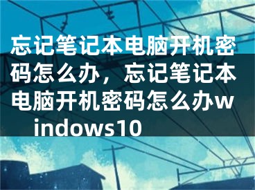 忘记笔记本电脑开机密码怎么办，忘记笔记本电脑开机密码怎么办windows10