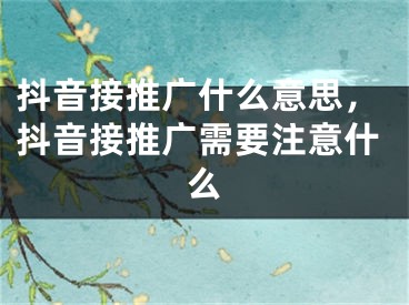 抖音接推广什么意思，抖音接推广需要注意什么