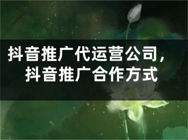 抖音推广代运营公司，抖音推广合作方式