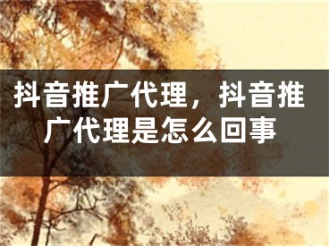 抖音推广代理，抖音推广代理是怎么回事