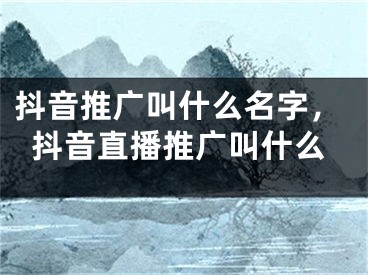 抖音推广叫什么名字，抖音直播推广叫什么