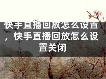 快手直播回放怎么设置，快手直播回放怎么设置关闭