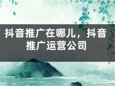 抖音推广在哪儿，抖音推广运营公司