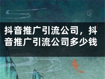 抖音推广引流公司，抖音推广引流公司多少钱