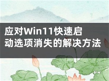 应对Win11快速启动选项消失的解决方法